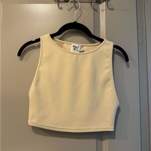 Princess Polly Ribbed Crewneck Crop Top - Cream